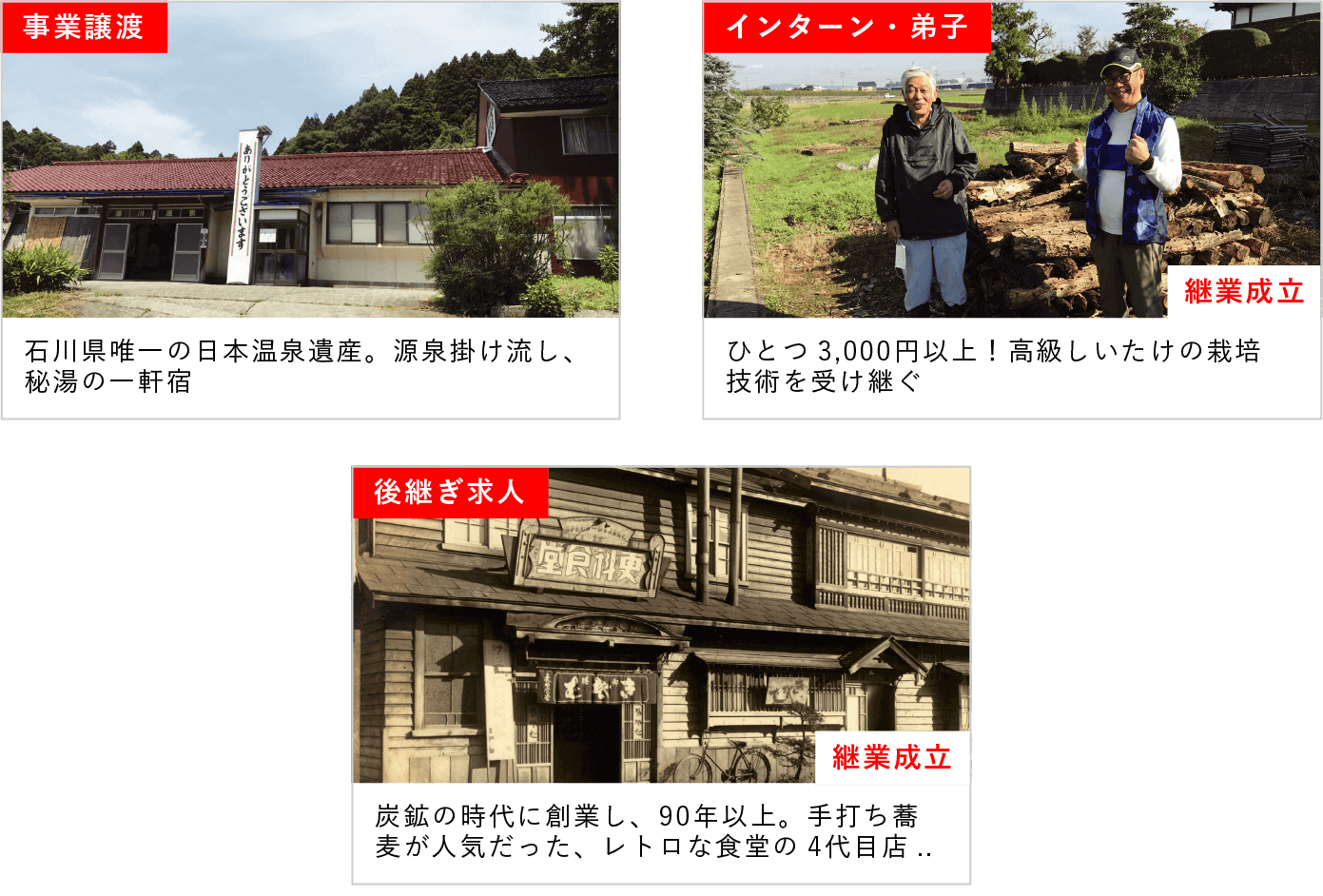 事業承継、インターン・弟子、後継ぎ求人の募集案件